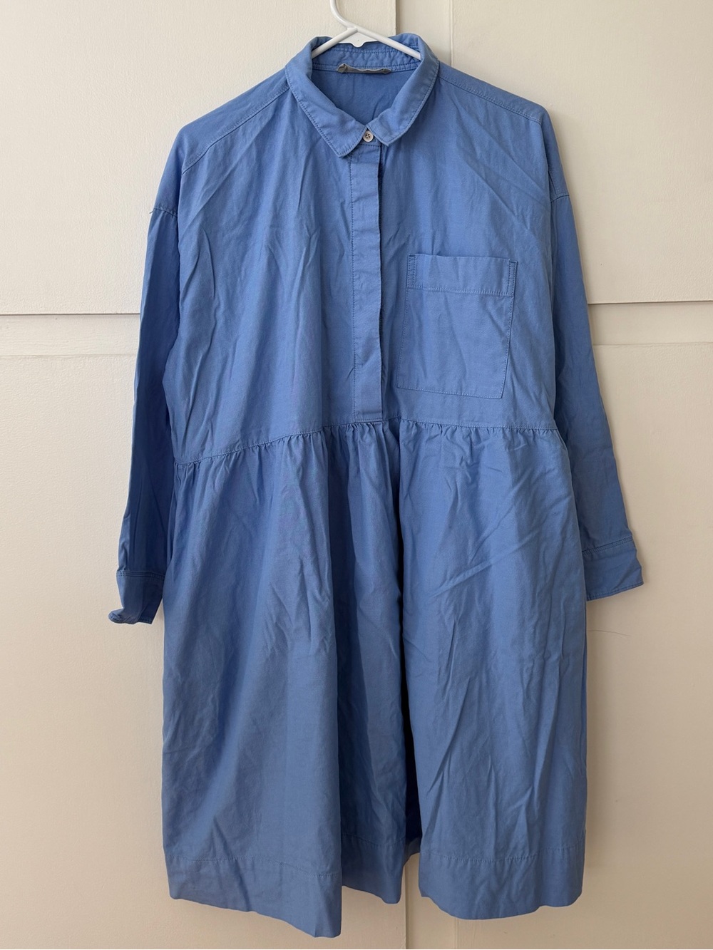 Everlane The Field Dress Blue Button-Up Shirt Midi Dress